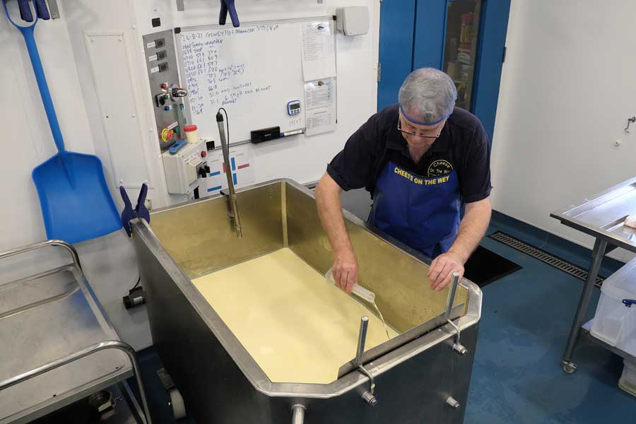 Adding rennet to the Jersey milk Cheese On The Wey