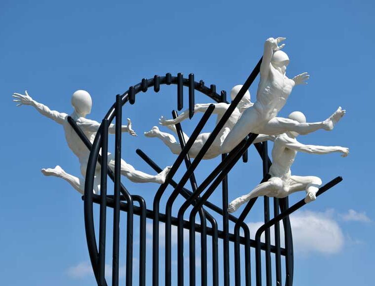 Flight of the Langoustine sculpture by artist Pierre Diamantopoulo on Hove seafront