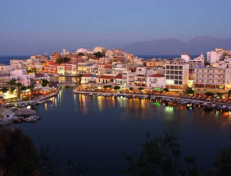 Agios Nikolaos at dusk, Crete