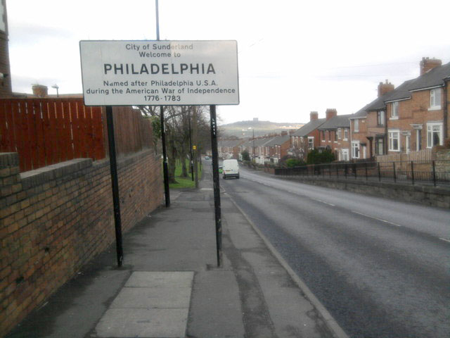 Philadelphia road sign Sunderland UK © Gary Fellows (cc-by-sa-2.0)