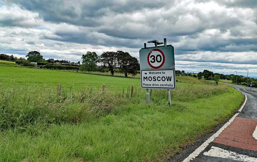 Welcome to Welcome to Moscow sign Ayrshire Scotland
