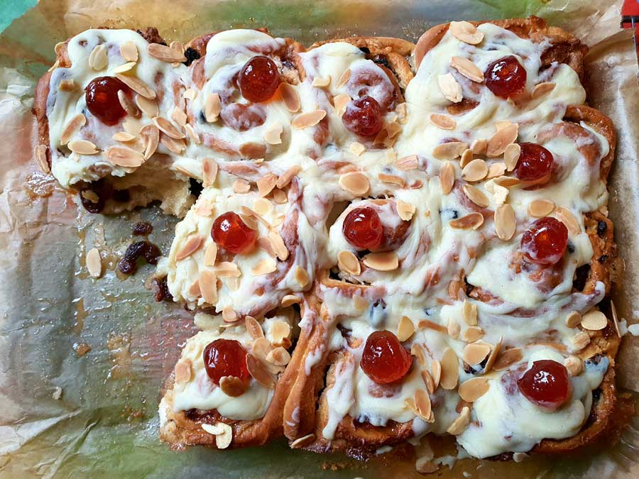 Marzipan and cherry sticky buns © rosemaryandporkbelly