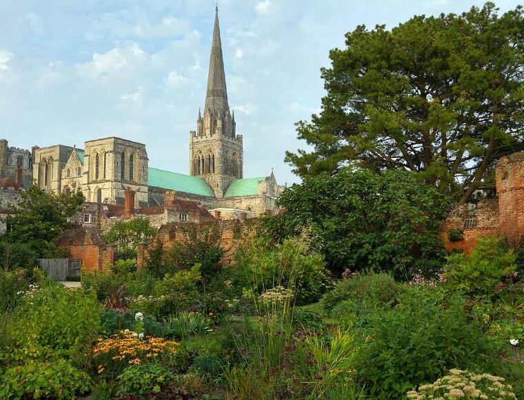View of Chichester Cathedral from Bishop's Palace gardens