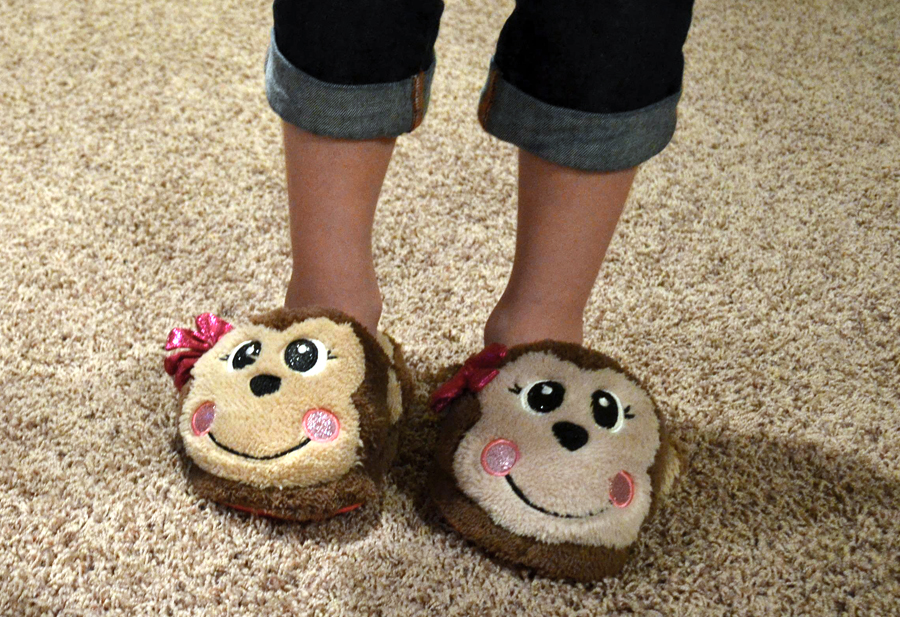 Feet in funny slippers