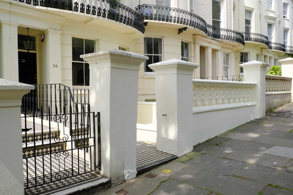 Cream painted Regency style house Brunswick Road Hove