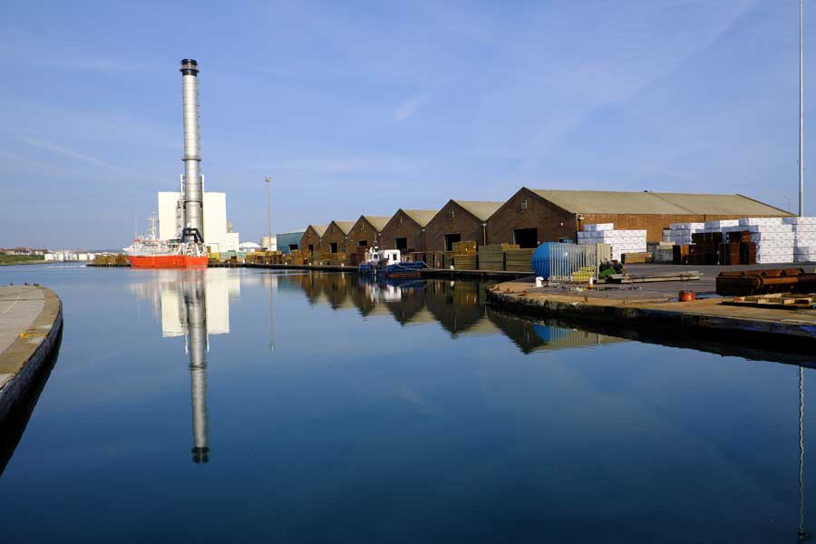Shoreham Port quayside and power station Southwick
