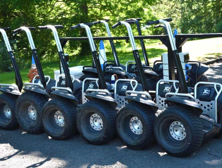 9 parked Segways