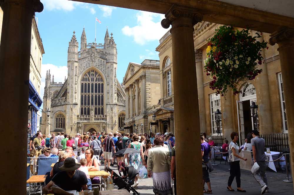 Bath Abbey and Roman Baths from Abbey Churchyard Bath