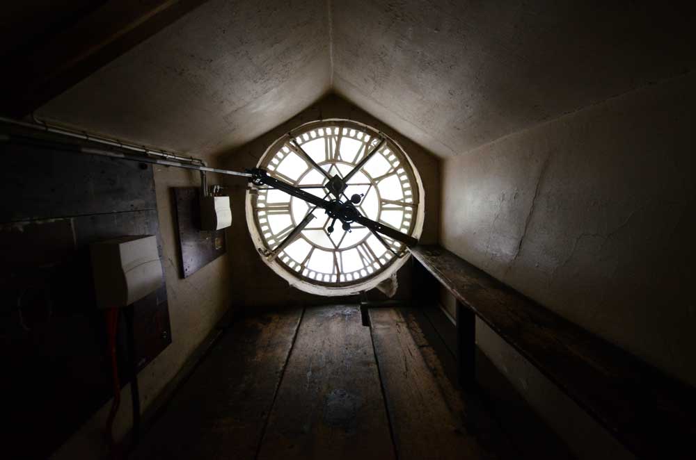 Bath Abbey clock viewed from the inside Bath UK