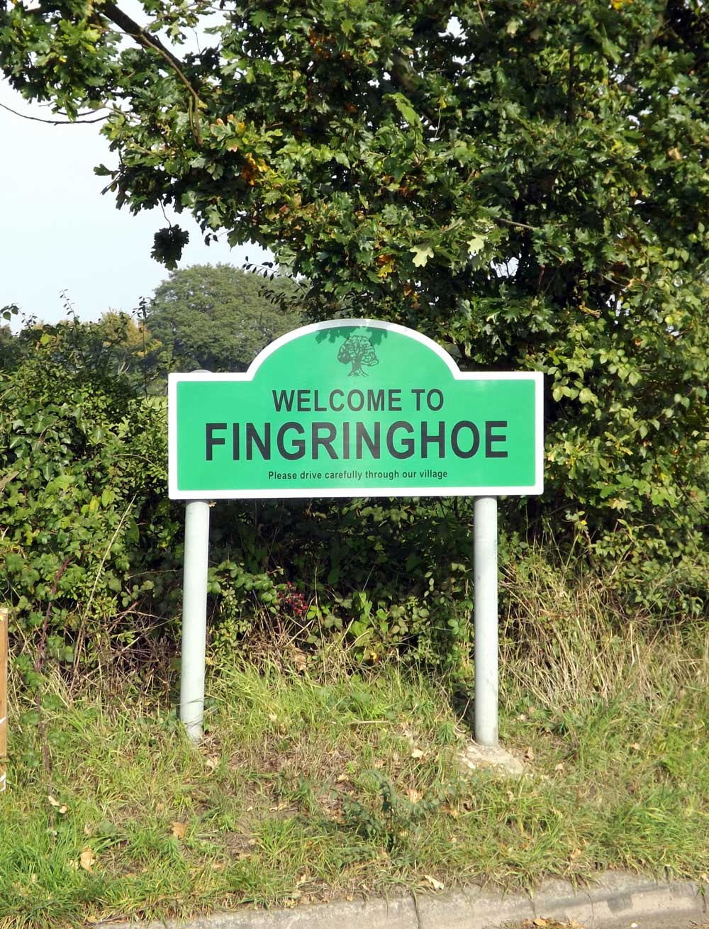 Fingringhoe Village sign on Abberton Road, Essex