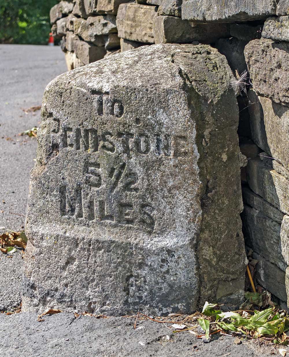 Milestone marker to Penistone at Shepley South Yorkshire