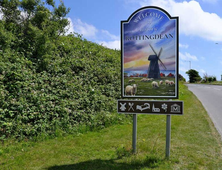 Rottingdean village sign Brighton East Sussex