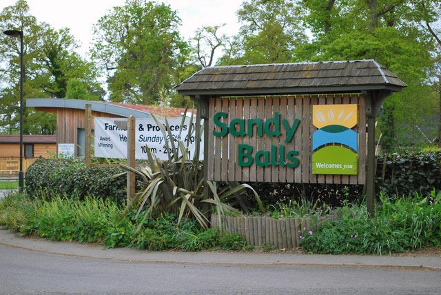 Sandy Balls Holiday camp sign near Godshill, New Forest