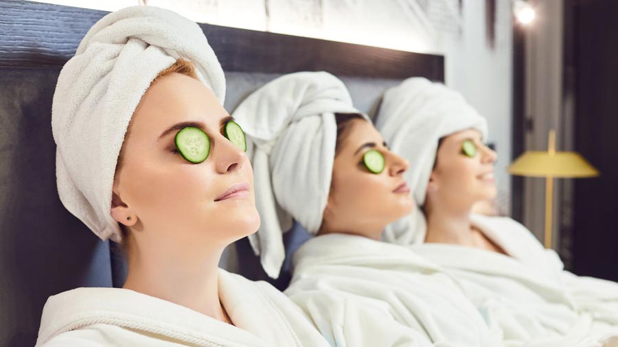 Three women on a spa day