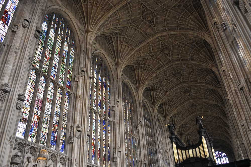 Fan vaulted ceiling, Kings College Chapel Cambridge UK
