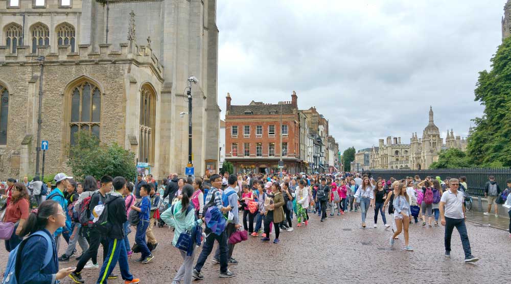 Pedestrians on the streets of Cambridge, UK