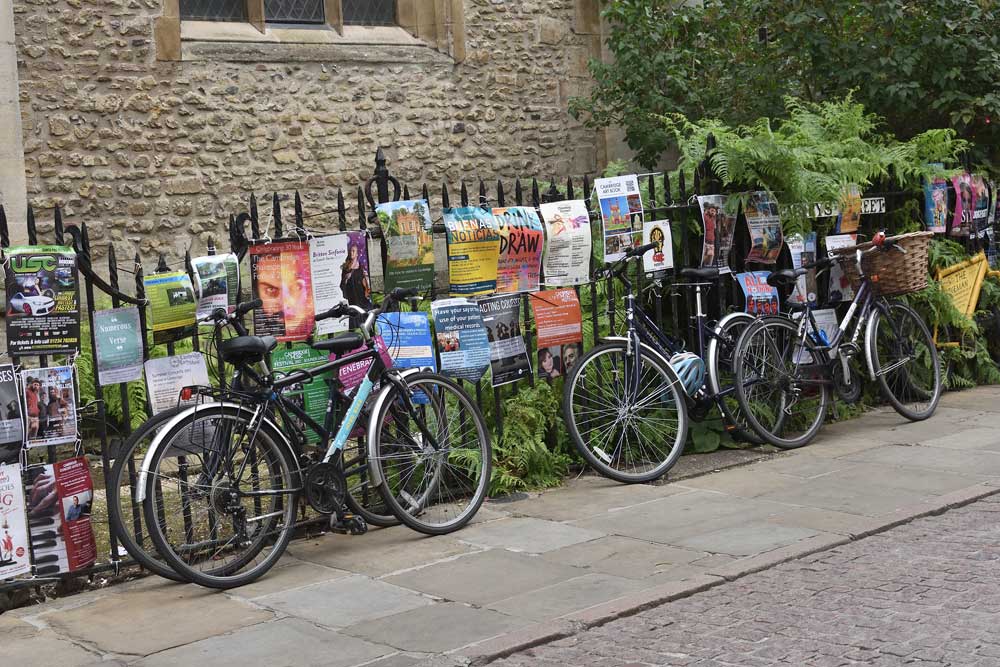 Posters and bicycles, Cambridge UK