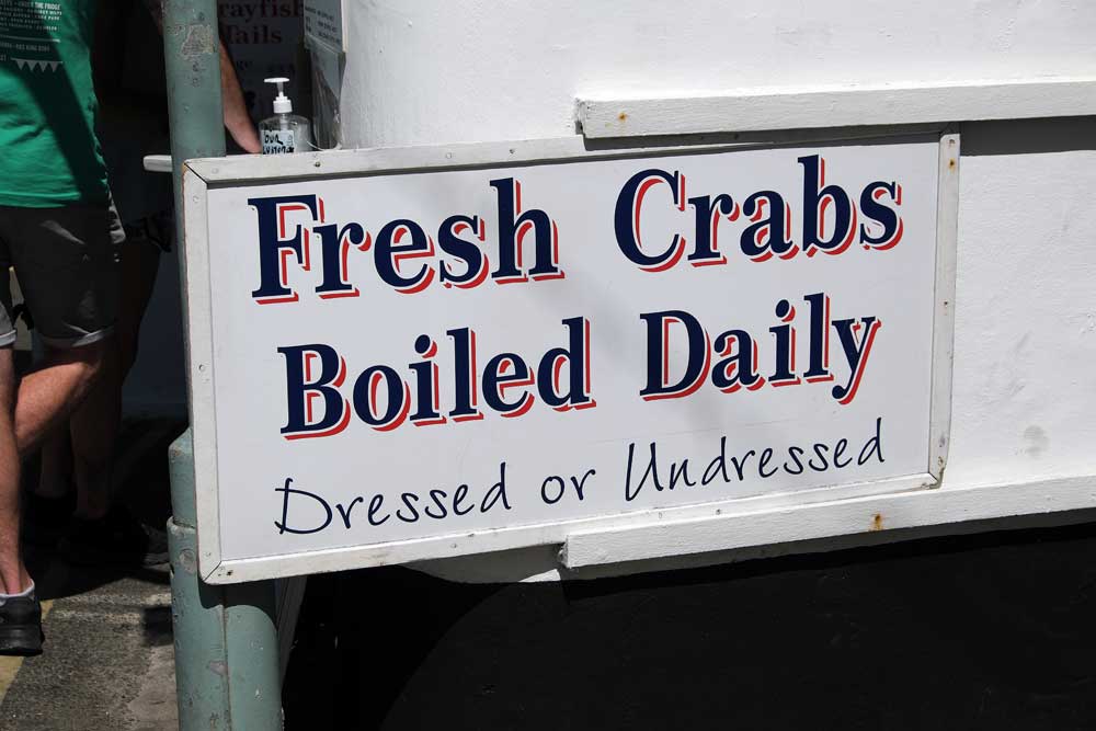 Fresh boiled crabs sign Sheringham Norfolk