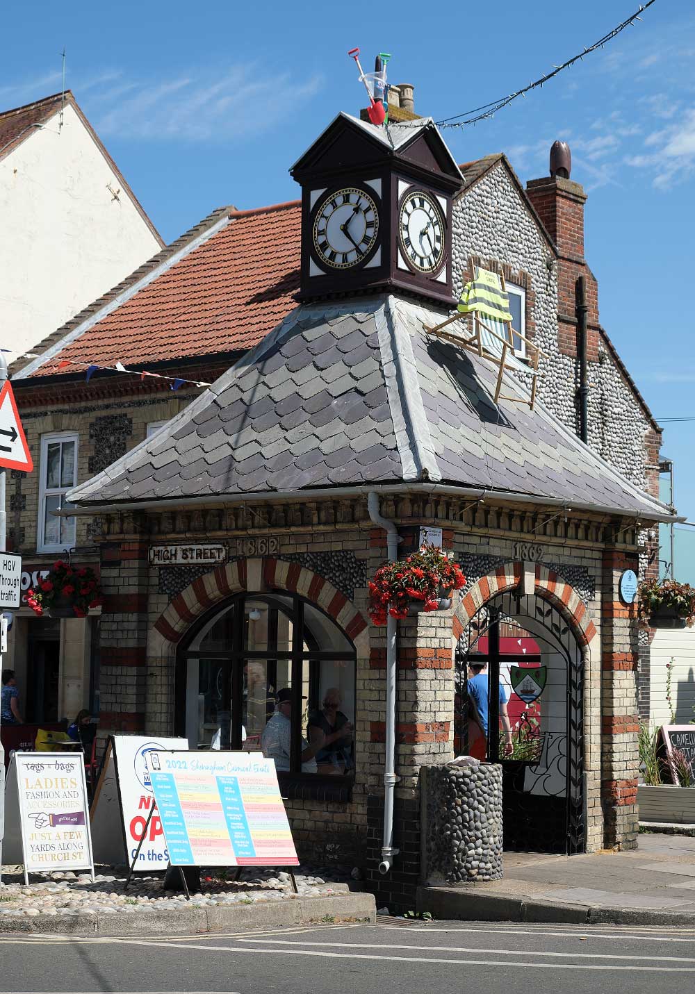 Sheringham Town Clock at the junction of High Street and Station Road Norfolk