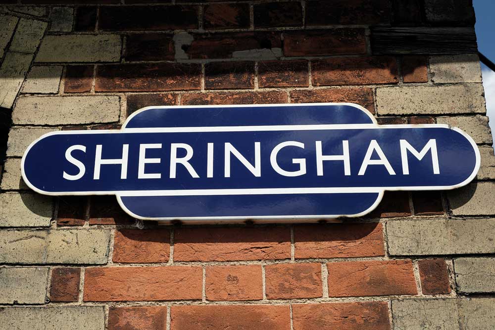 Traditional station sign at Sheringham Norfolk