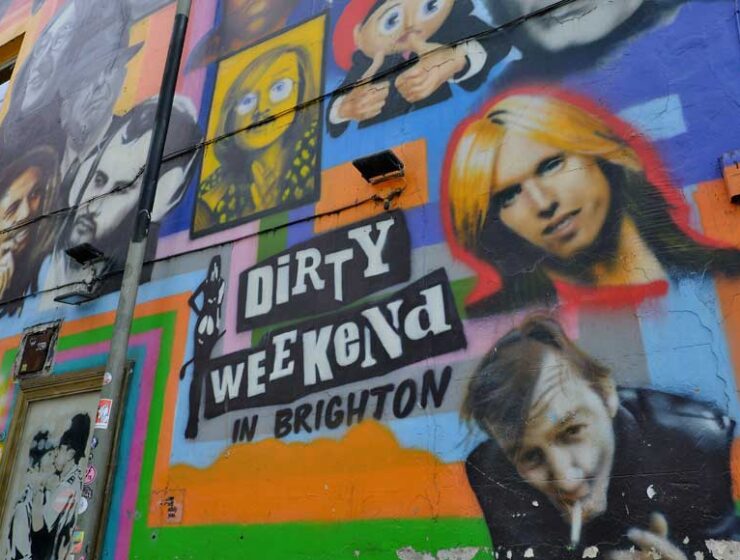 Murals of musical celebrities on The Prince Albert pub Brighton