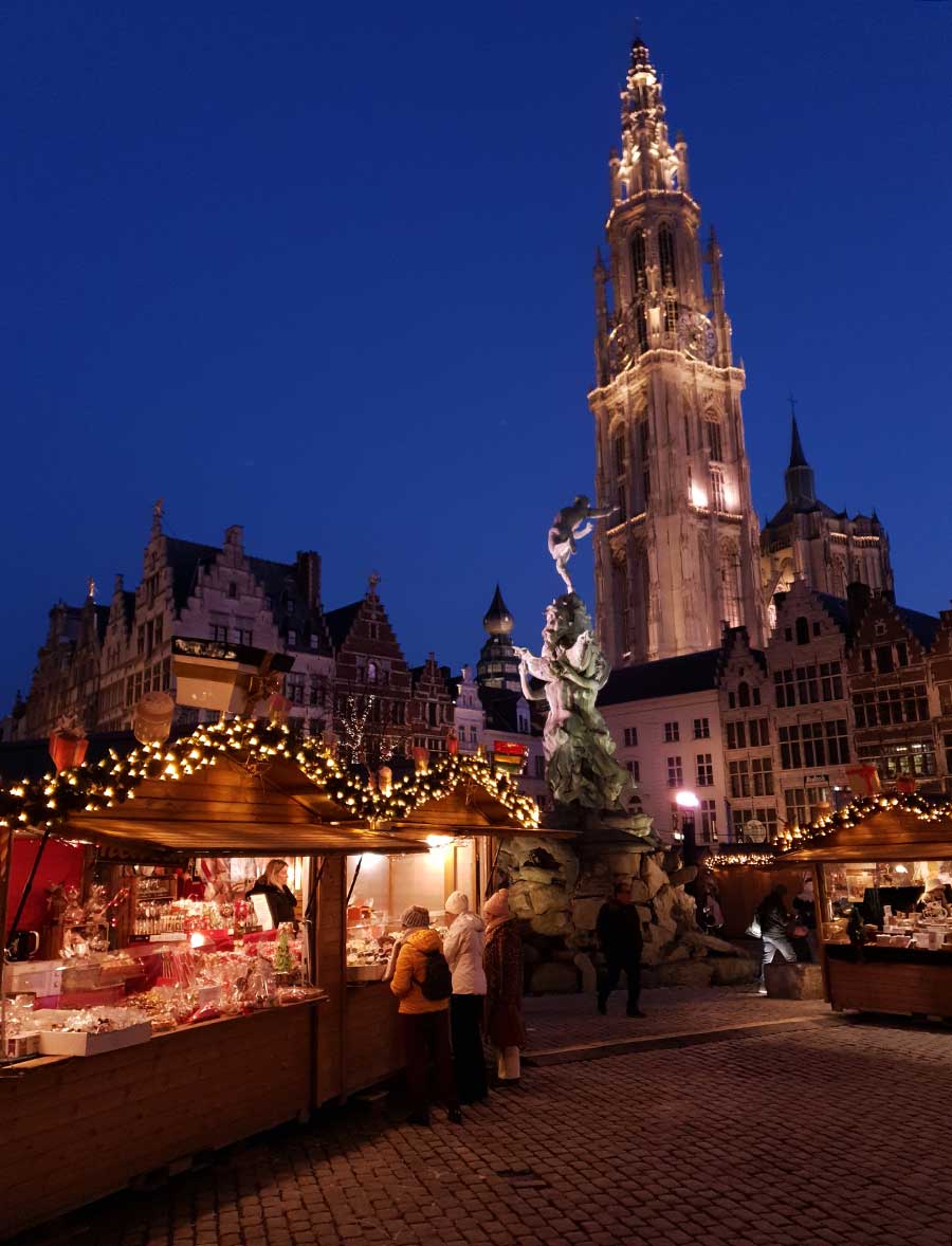 Christmas market in Grote Markt, Antwerp, Belgium