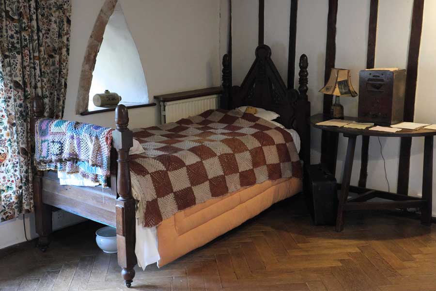 Evacuees bedroom at Michelham Priory, the site of a former Augustine Priory in Upper Dicker, East Sussex UK