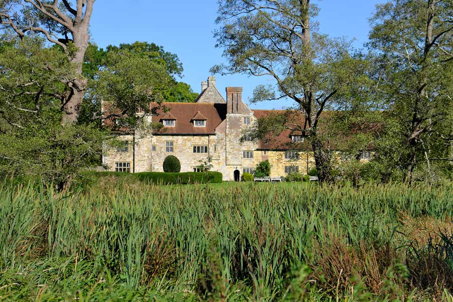 Michelham Priory viewed from the moat, East Sussex