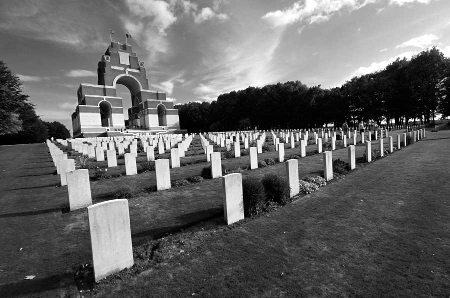 Memorial stones commemorating 1914 - 18 war casualties at Thiepval Memorial Monument Authuille, France
