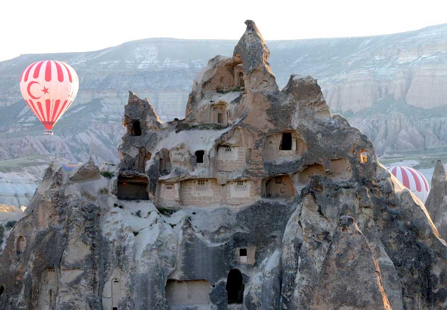 Hot air balloon at Fairy Chimneys Cappadocia Turkey