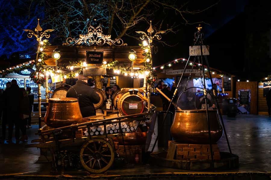 Mulled wine stall at Winchester Christmas market best christmas markets uk