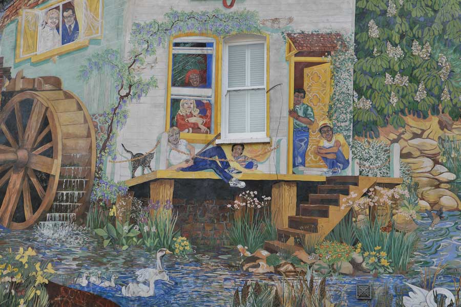 Detail of Big Splash mural by Christine Thomas Brixton London
