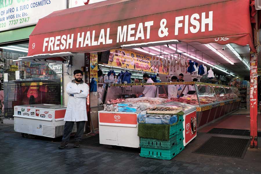 Halal meat and fish shop in Electric Avenue Brixton London