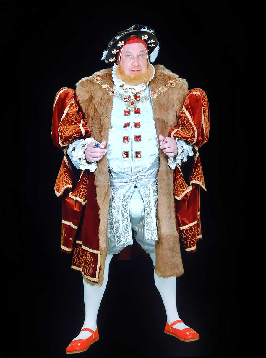 Actor portraying Henry VIII on film at Mary Rose Museum Portsmouth