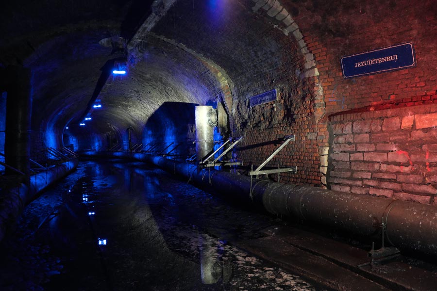Underground in the Historic former canals and sewers under Antwerp Belgium