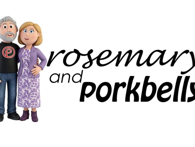 Rosemary and Pork Belly figures and name logo