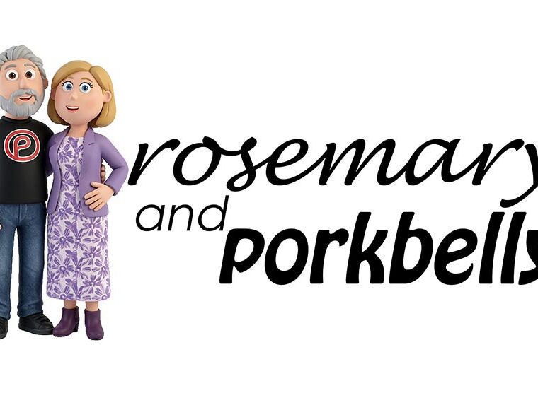 Rosemary and Pork Belly figures and name logo