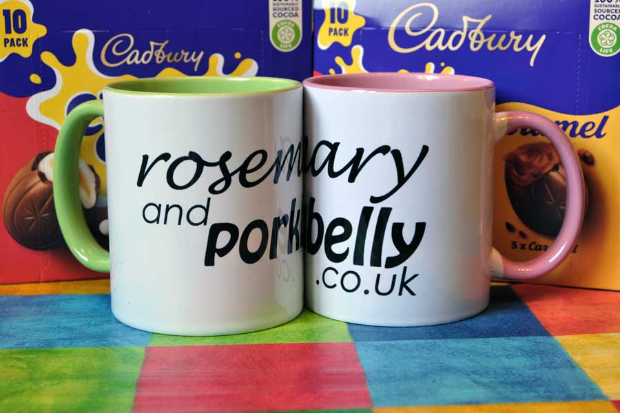 Cadbury creme and caramel egg boxes and 2 Rosemary and Pork Belly mugs - Easter competition