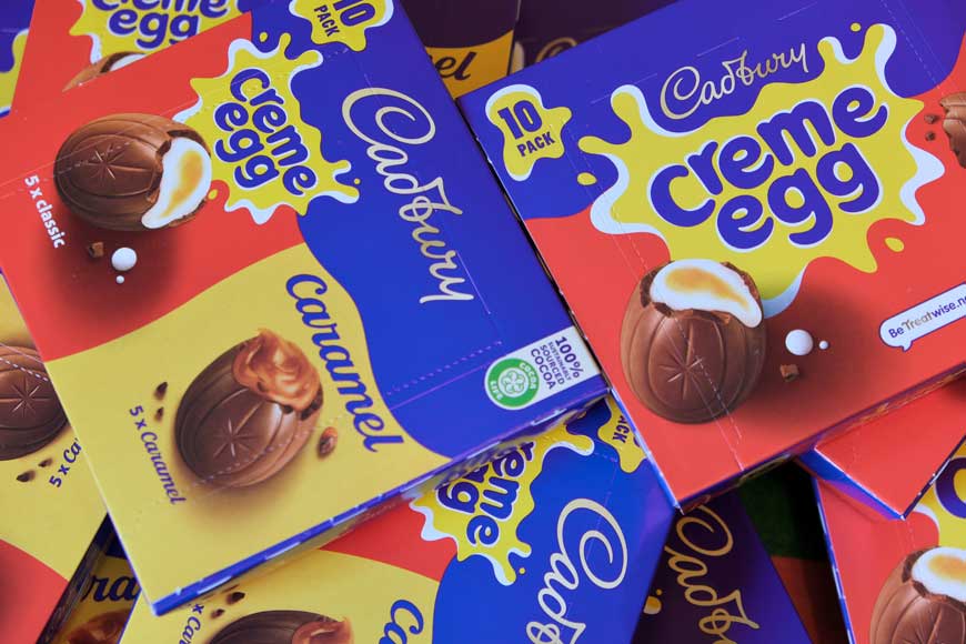 Cadbury creme and caramel egg boxes 2023 Easter giveaway