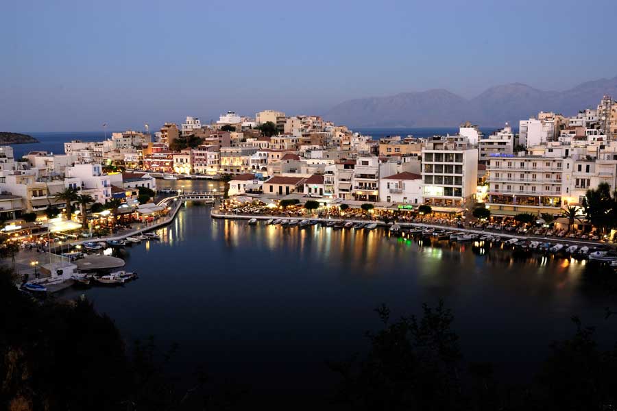 Looking across Lake Voulismeni and Agios Nikolaos, Crete, at twilight
© rosemaryandporkbelly