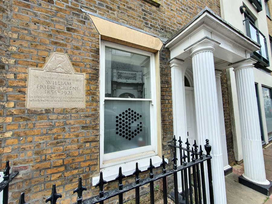 Plaque to William Friese-Greene inventor of cinematography at 20 Middle Street Brighton