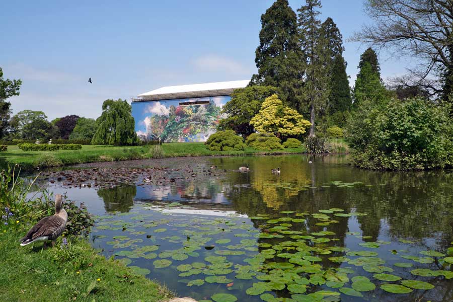 Planet Wakehurst art installation viewed from Mansion Pond