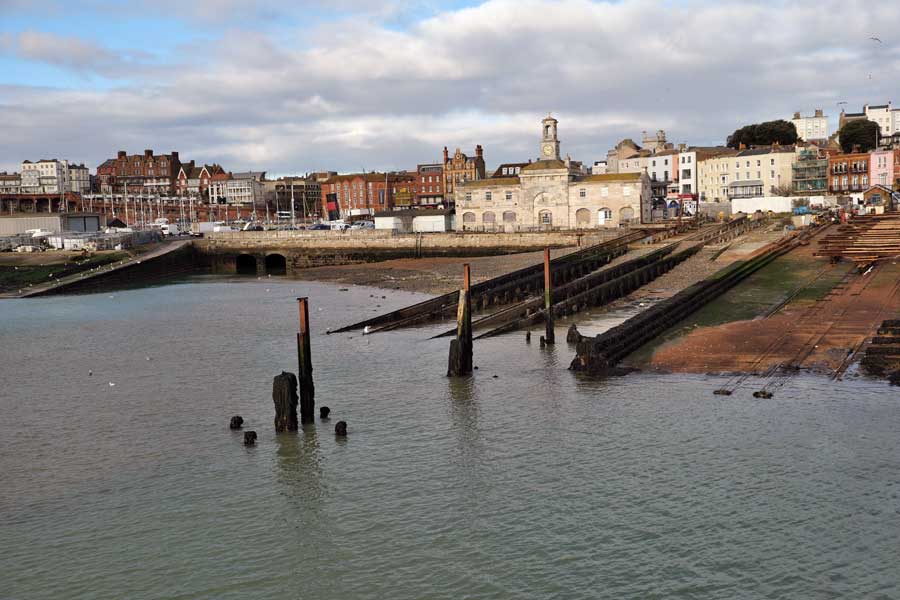 Looking towards The Old Custom House and Royal Harbour, Ramsgate