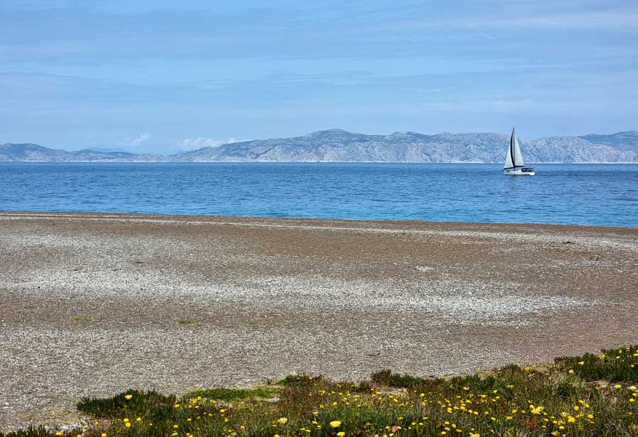 Turkish coast seen from Elli Beach Rhodes