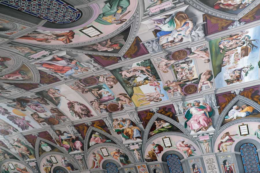Copy of Sistine chapel ceiling by Gary Bevans at English Martyrs Catholic Church Goring by Sea Worthing West Sussex England
