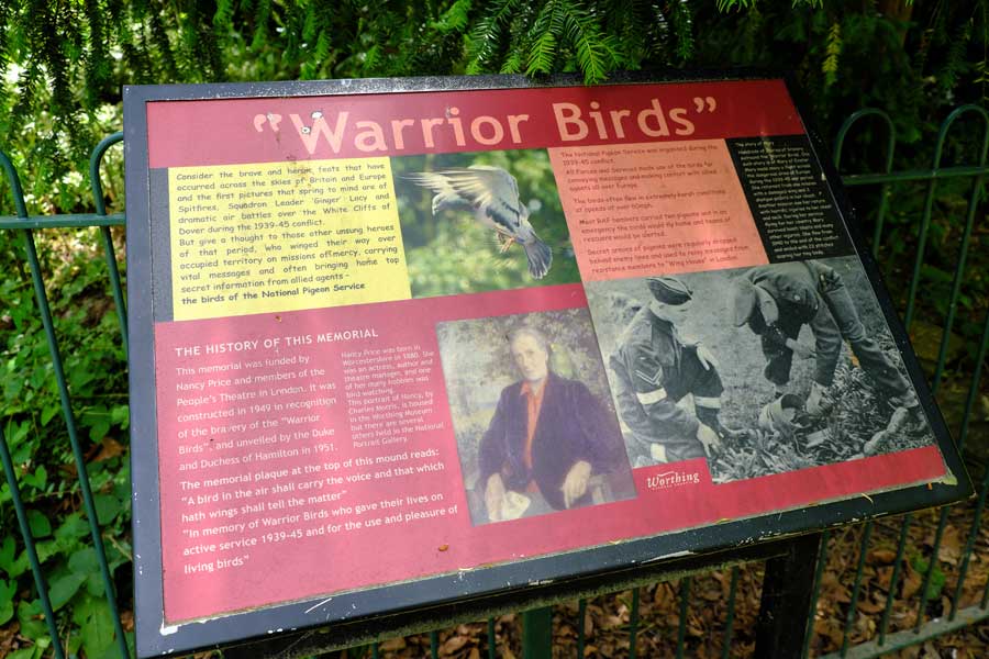 Warrior Birds memorial in Beach House Park Worthing West Sussex UK commemorating the carrier pigeons who were killed or wounded during active service in both World Wars