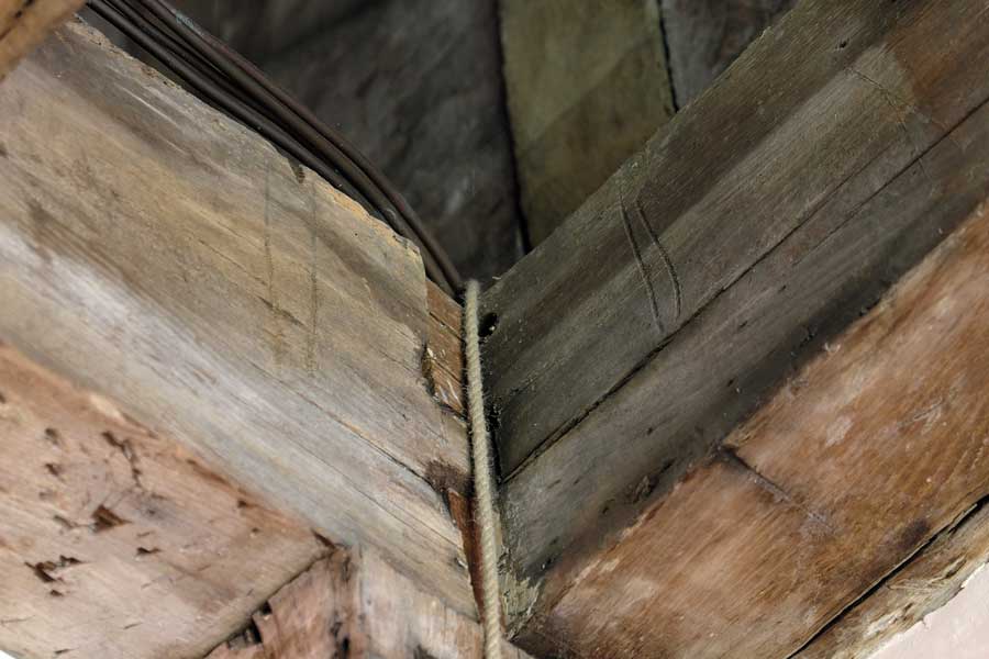 Carpenters marks on old beams at Gainsborough Old Hall, Lincolnshire, UK