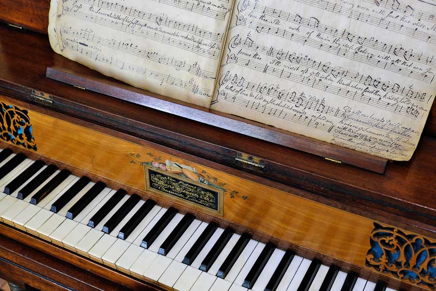 Clementi piano similar to the one played by Jane Austen at the Jane Austen House, Chawton, Hampshire, UK