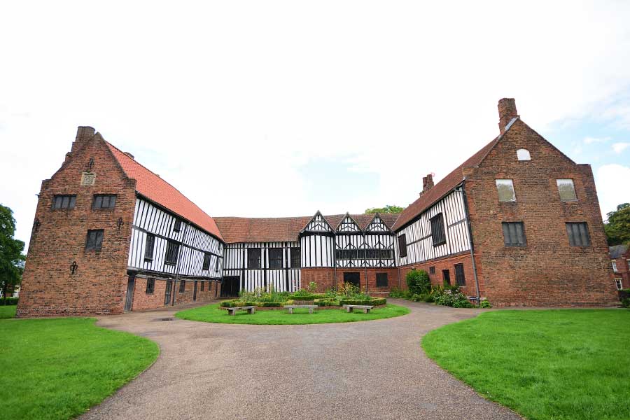Exterior view of Gainsborough Old Hall in Lincolnshire, UK