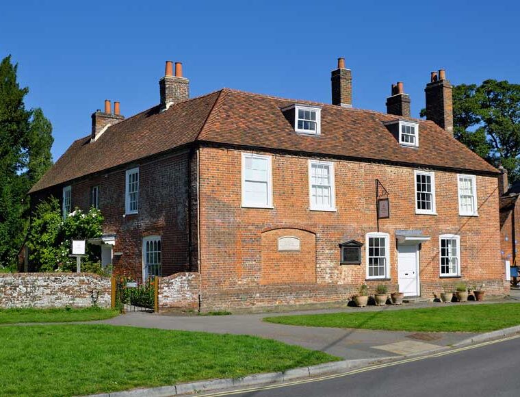 Jane Austen House, a red brick building in Chawton, Hampshire, England